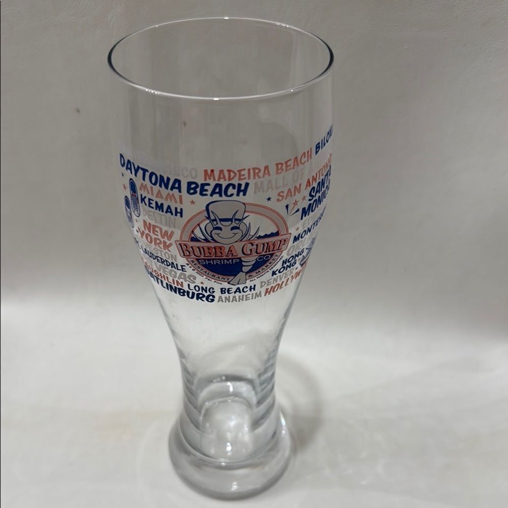 Bubba Gump Shrimp Co Restaurant White Blue Orange 20 Oz Beer Bar Cocktail Glass